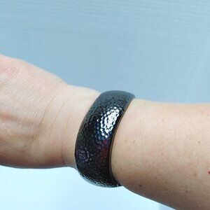 ⭐️3/$30 Vintage Artizan GunMetal Hammered Cuff Bracelet Open Wide Retro Jewelry